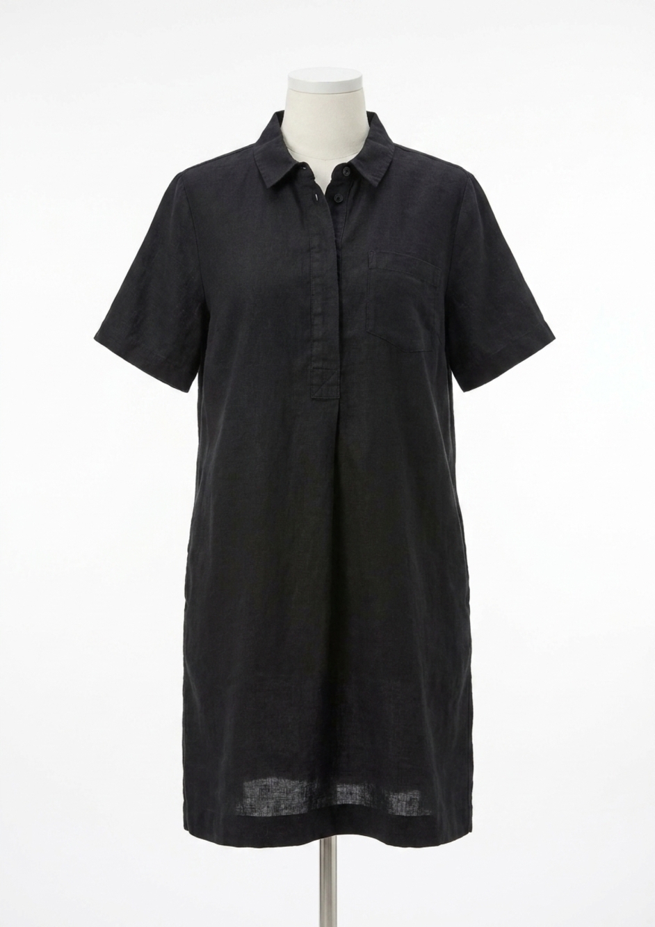 NEW MICHAEL STARS ola linen utility dress in black